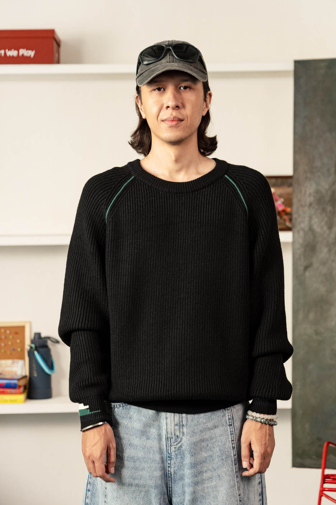 Contrast Ribbed Jumper