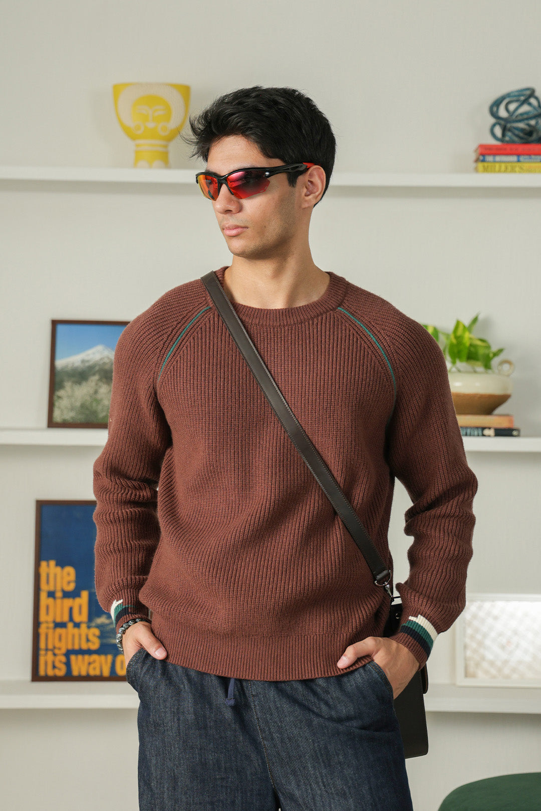 Image of Contrast Ribbed Jumper