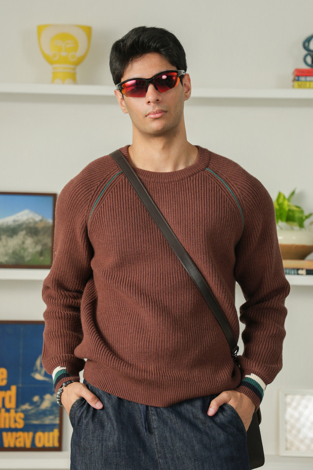 Image of Contrast Ribbed Jumper
