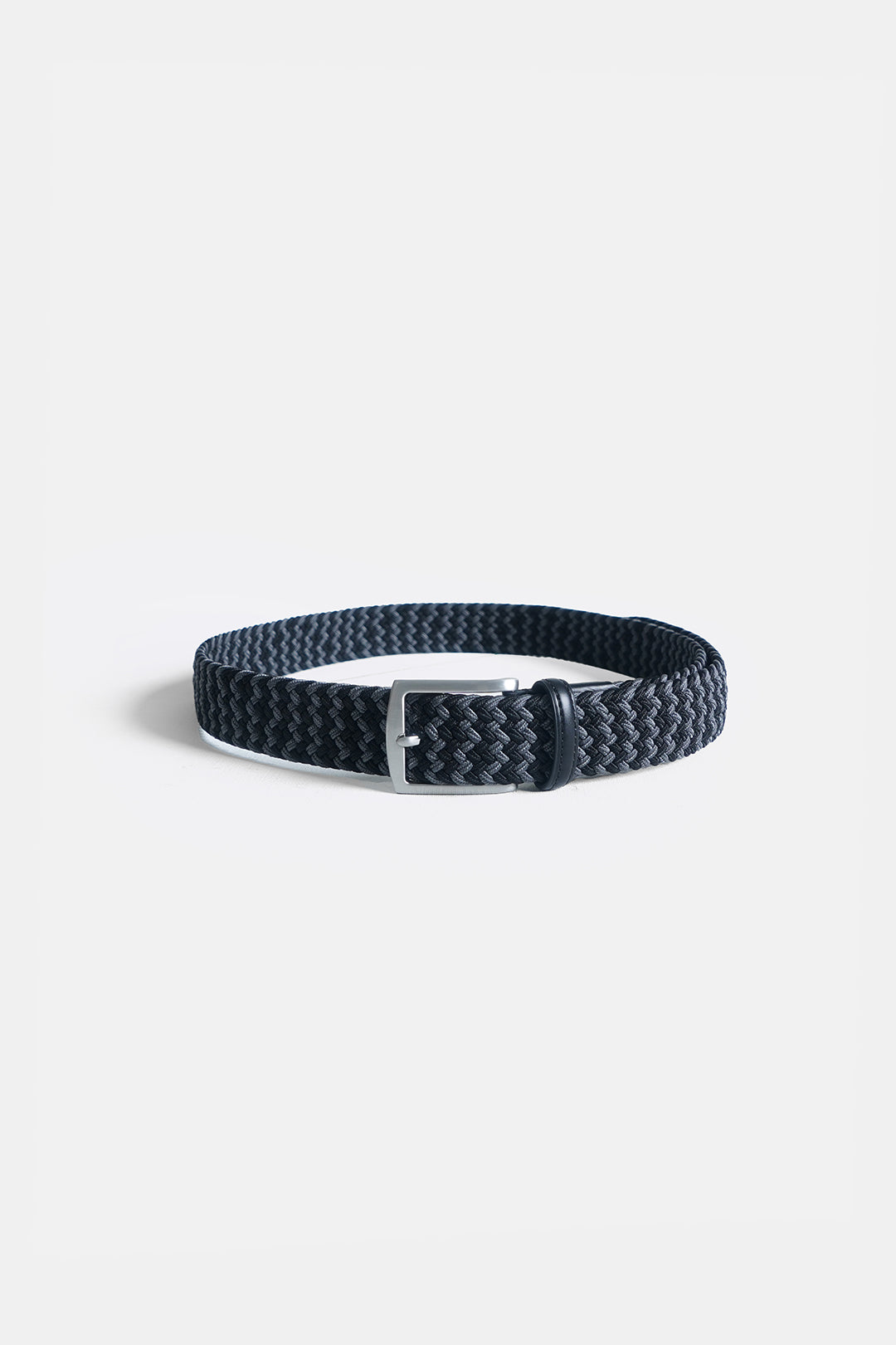 Image of Braided Leather-Trim Belt 01