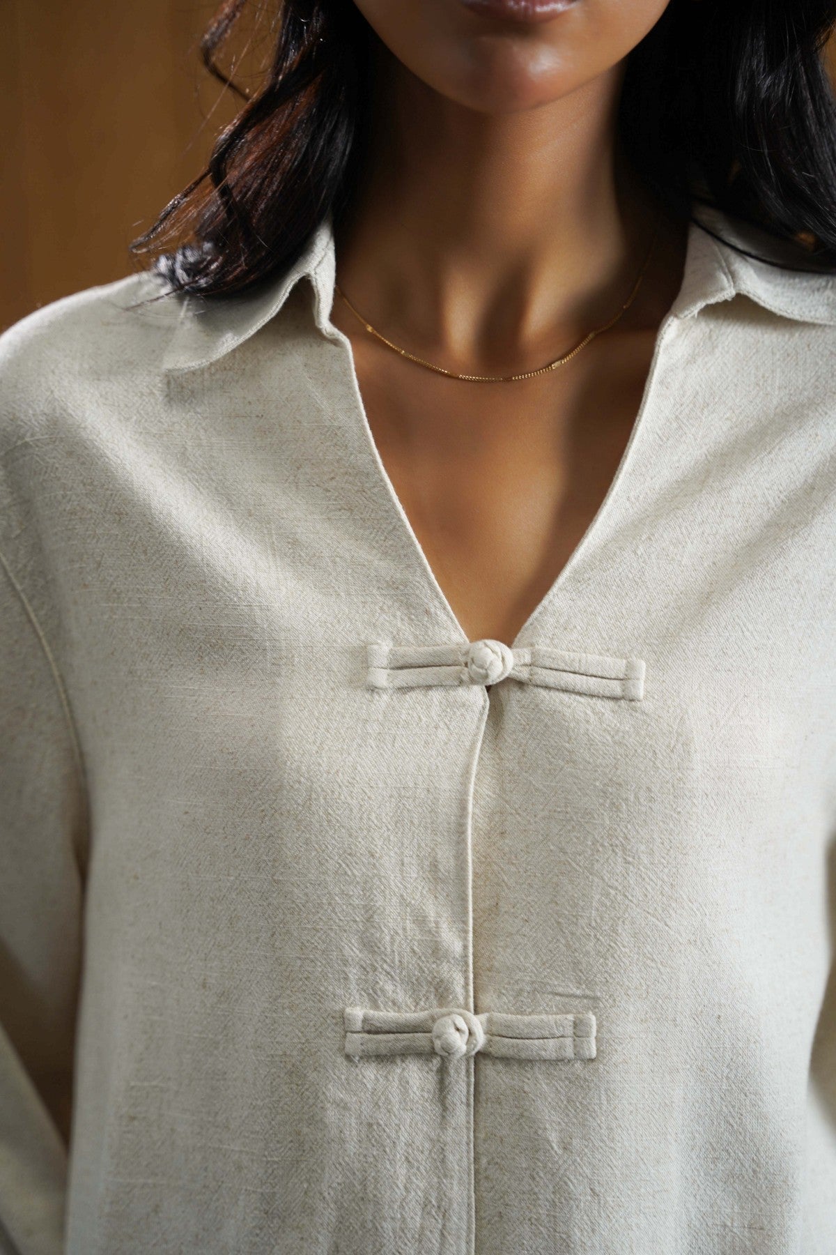 Image of OAT MELANGE SIGNATURE LINEN BLEND SHIRT