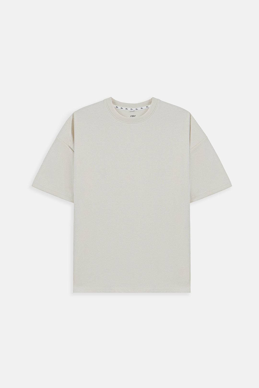 A dark brown short-sleeve mock neck knit top, displayed flat against a light gray background.