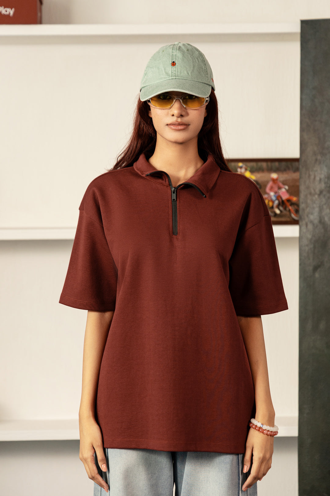 Coffee First Zipper Polo